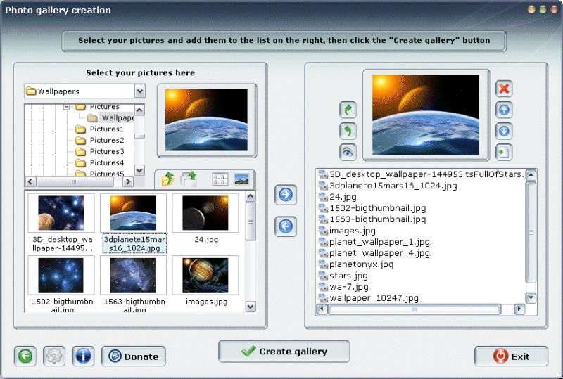 Batch resize, crop, edit pictures and create photo galleries very easily